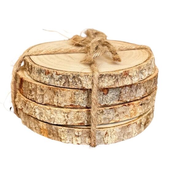 Decorative Twine Wrapped Wooden Decorative Stack of Coasters. - Picture 2 of 6